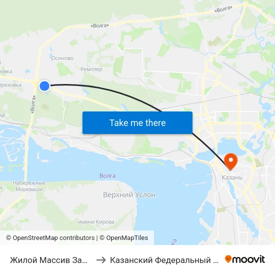 Жилой Массив Залесный2-1 to Казанский Федеральный Университет map