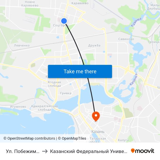 Ул. Побежимова to Казанский Федеральный Университет map