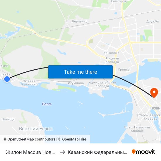 Жилой Массив Новое Аракчино to Казанский Федеральный Университет map