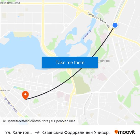 Ул. Халитова 2 to Казанский Федеральный Университет map