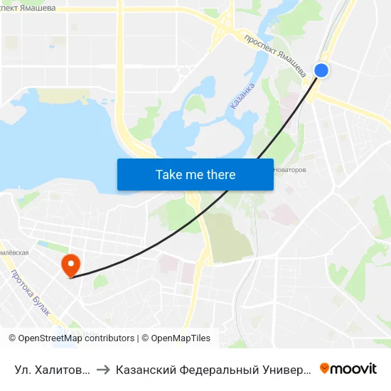 Ул. Халитова 2 to Казанский Федеральный Университет map