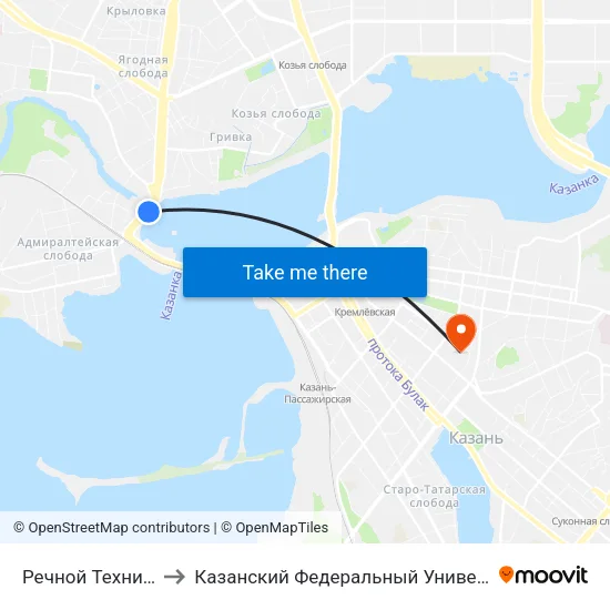 Речной Техникум to Казанский Федеральный Университет map