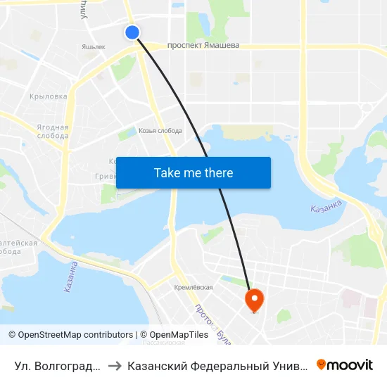 Ул. Волгоградская to Казанский Федеральный Университет map