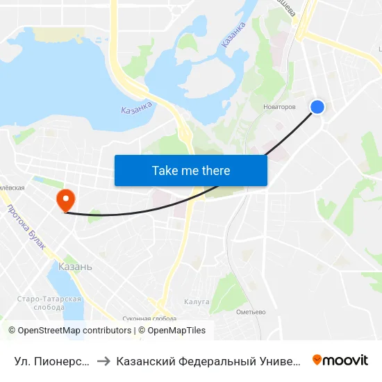 Ул. Пионерская to Казанский Федеральный Университет map