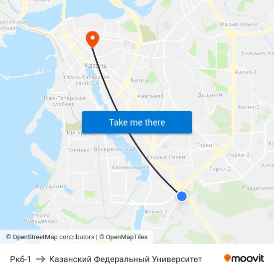Ркб-1 to Казанский Федеральный Университет map