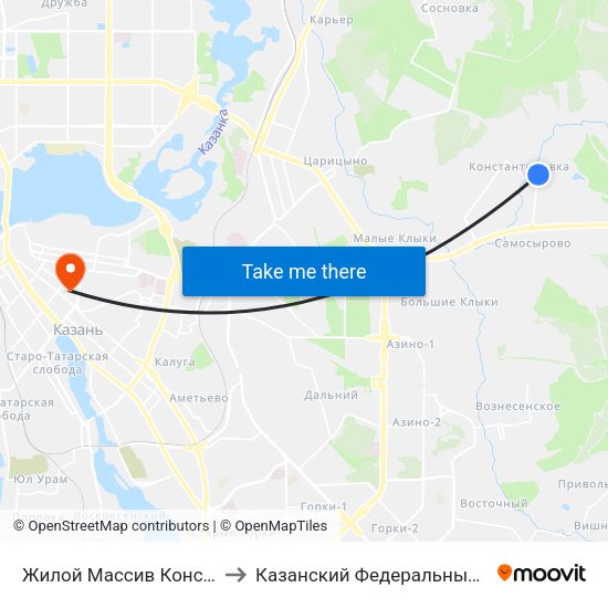 Жилой Массив Константиновка to Казанский Федеральный Университет map