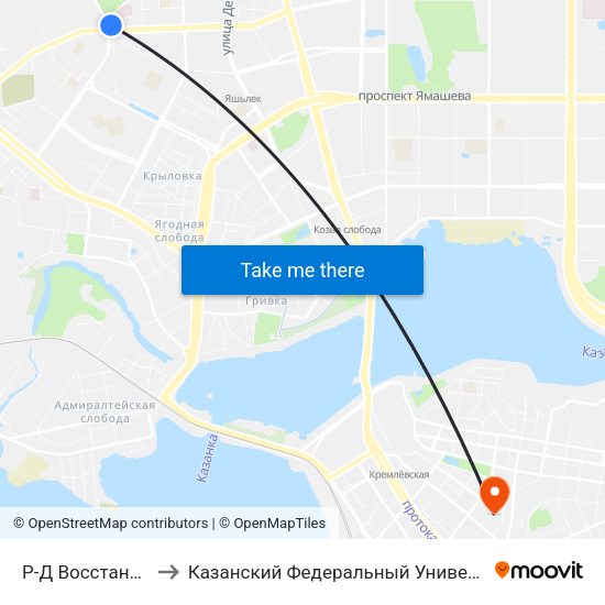 Р-Д Восстания-3 to Казанский Федеральный Университет map