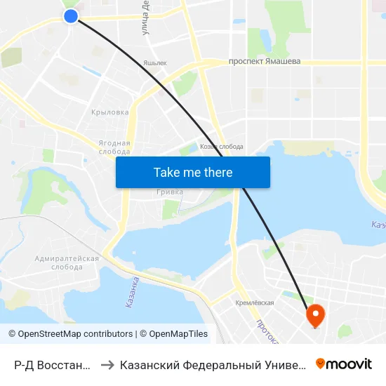 Р-Д Восстания-3 to Казанский Федеральный Университет map