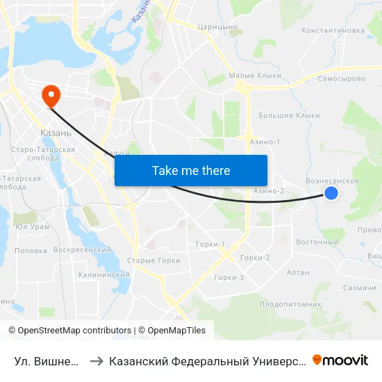 Ул. Вишневая to Казанский Федеральный Университет map