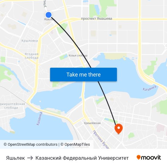 Яшьлек to Казанский Федеральный Университет map