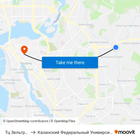 Тц Зельгрос to Казанский Федеральный Университет map