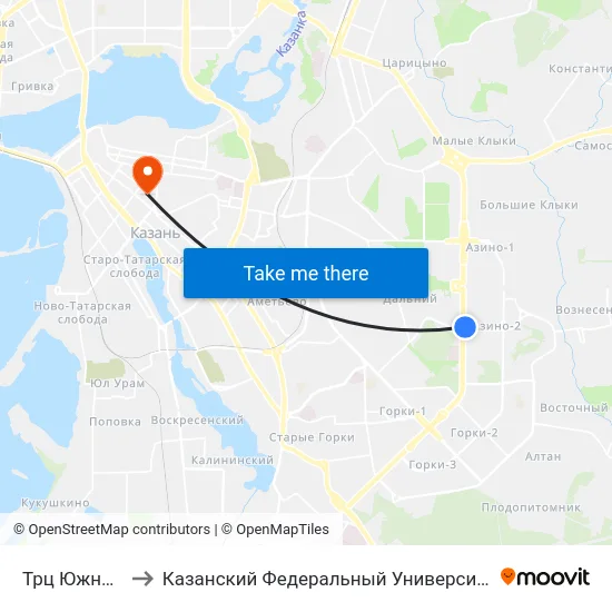 Трц Южный to Казанский Федеральный Университет map