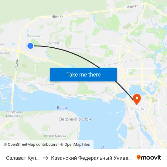 Салават Купере to Казанский Федеральный Университет map