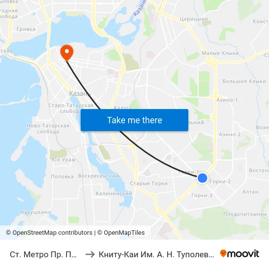 Ст. Метро Пр. Победы-1 to Книту-Каи Им. А. Н. Туполева, 1 Здание map