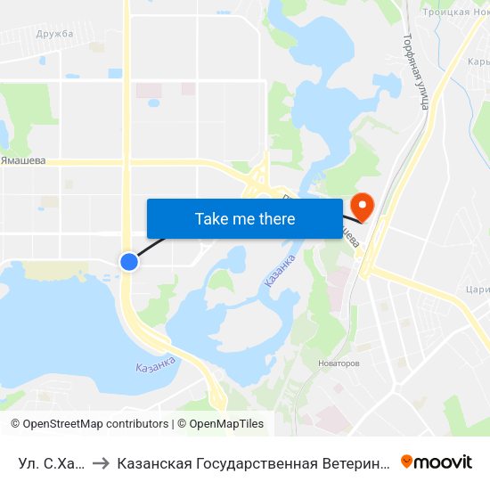 Ул. С.Хакима to Казанская Государственная Ветеринарная Академия map