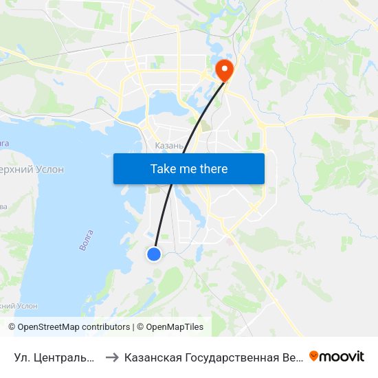 Ул. Центрально-Отарская to Казанская Государственная Ветеринарная Академия map