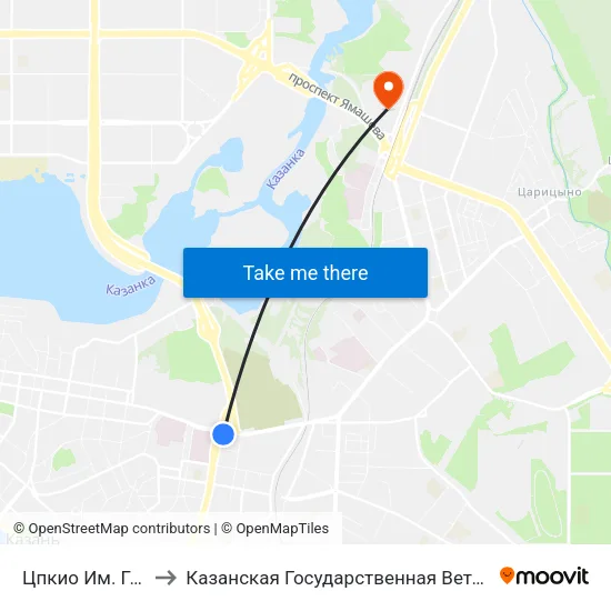 Цпкио Им. Горького-2 to Казанская Государственная Ветеринарная Академия map