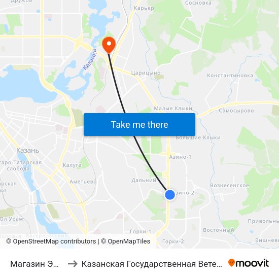 Магазин Эдельвейс to Казанская Государственная Ветеринарная Академия map