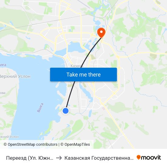 Переезд (Ул. Южно-Промышленная) to Казанская Государственная Ветеринарная Академия map