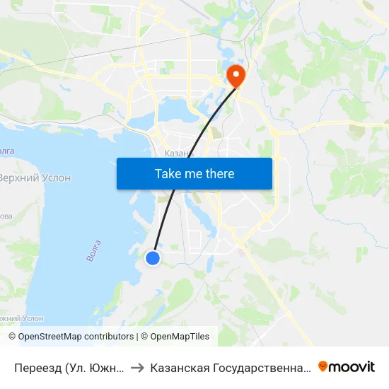 Переезд (Ул. Южно-Промышленная) to Казанская Государственная Ветеринарная Академия map