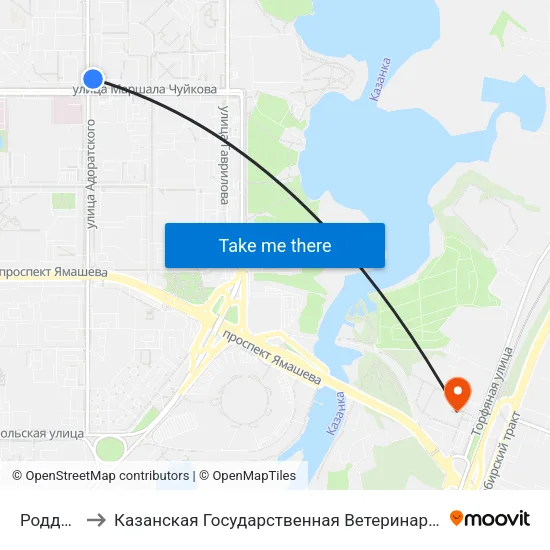 Роддом-3 to Казанская Государственная Ветеринарная Академия map