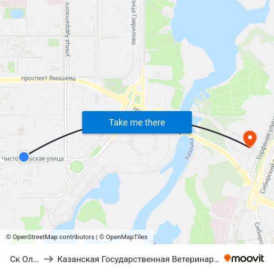 Ск Олимп to Казанская Государственная Ветеринарная Академия map