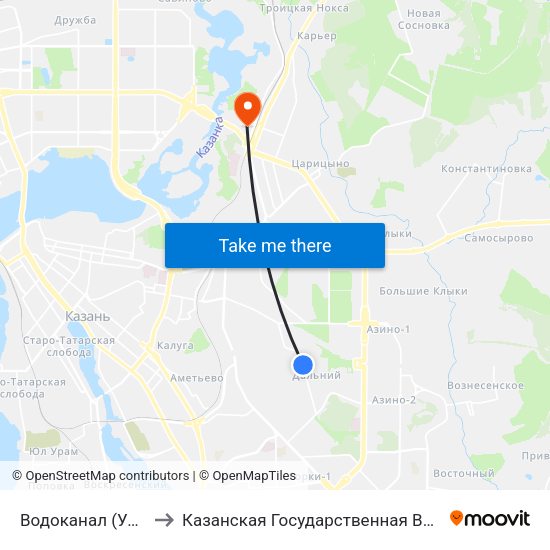 Водоканал (Ул. Родины)-1 to Казанская Государственная Ветеринарная Академия map