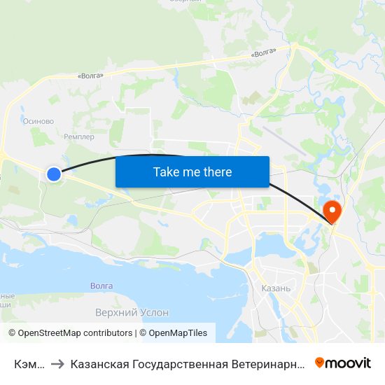 Кэмп-1 to Казанская Государственная Ветеринарная Академия map