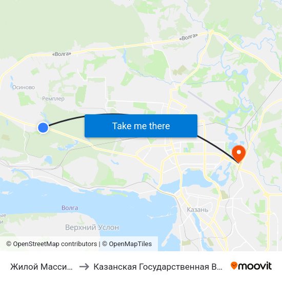 Жилой Массив Ремплер-1 to Казанская Государственная Ветеринарная Академия map
