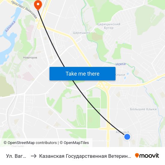 Ул. Вагапова to Казанская Государственная Ветеринарная Академия map
