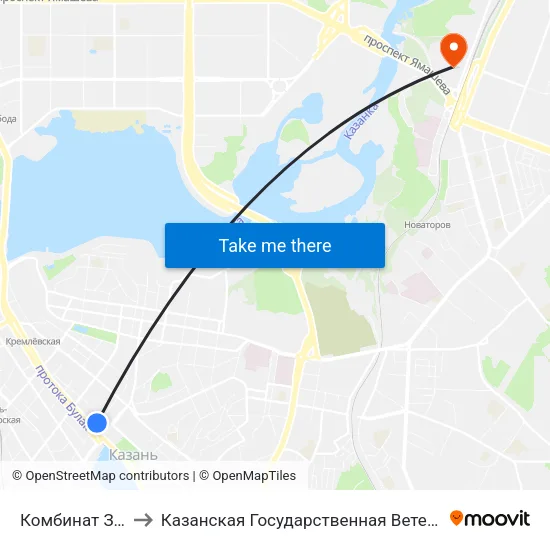 Комбинат Здоровье to Казанская Государственная Ветеринарная Академия map