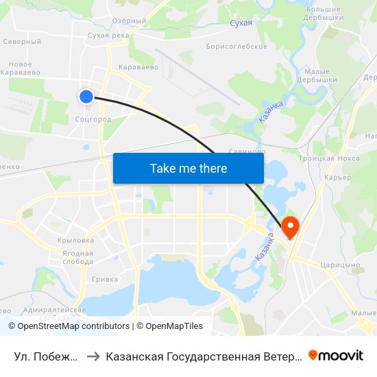 Ул. Побежимова-1 to Казанская Государственная Ветеринарная Академия map