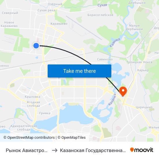 Рынок Авиастроительного Района to Казанская Государственная Ветеринарная Академия map