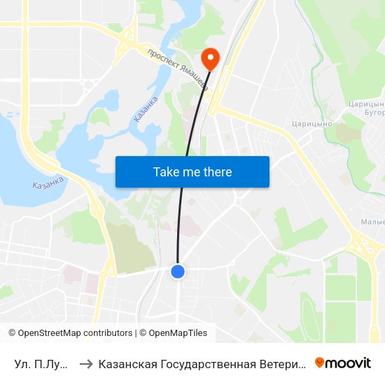 Ул. П.Лумумбы to Казанская Государственная Ветеринарная Академия map