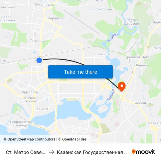 Ст. Метро Северный Вокзал-2 to Казанская Государственная Ветеринарная Академия map
