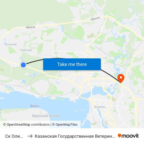 Ск Олимпиец to Казанская Государственная Ветеринарная Академия map