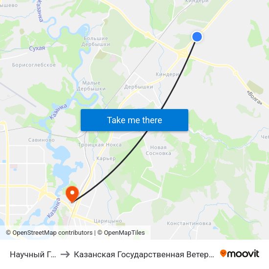 Научный Городок to Казанская Государственная Ветеринарная Академия map