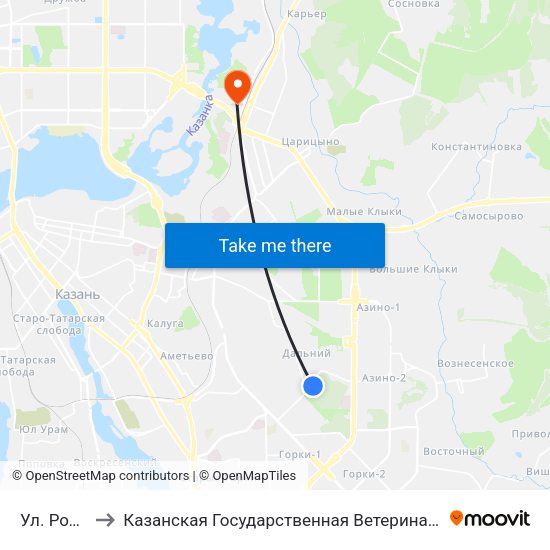 Ул. Родины to Казанская Государственная Ветеринарная Академия map