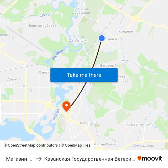 Магазин Восток to Казанская Государственная Ветеринарная Академия map