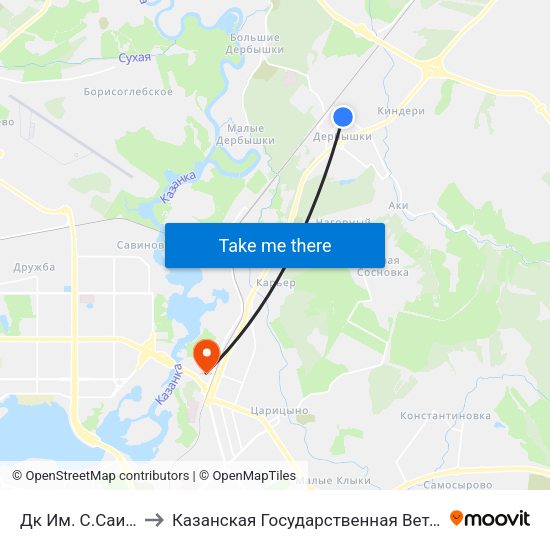 Дк Им. С.Саид-Галиева to Казанская Государственная Ветеринарная Академия map