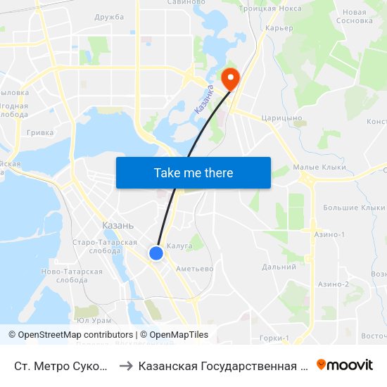 Ст. Метро Суконная Слобода-1 to Казанская Государственная Ветеринарная Академия map