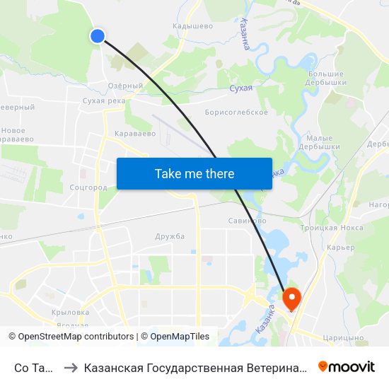 Со Тасма5 to Казанская Государственная Ветеринарная Академия map