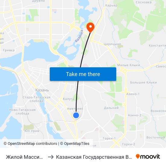 Жилой Массив Ометьево-1 to Казанская Государственная Ветеринарная Академия map