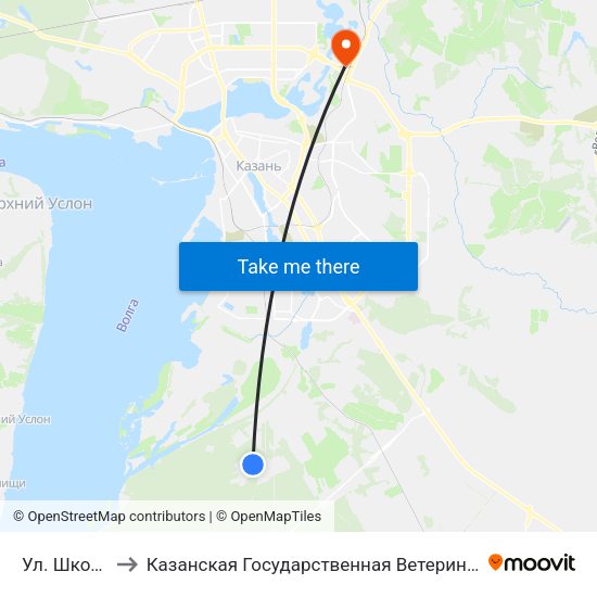 Ул. Школьная to Казанская Государственная Ветеринарная Академия map
