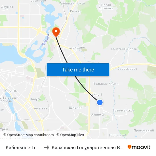 Кабельное Телевидение-2 to Казанская Государственная Ветеринарная Академия map