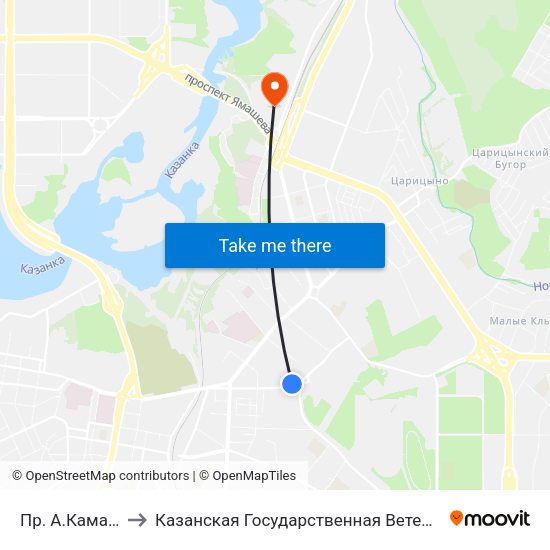 Пр. А.Камалеева-3 to Казанская Государственная Ветеринарная Академия map