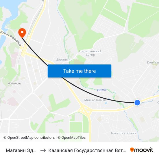 Магазин Эдельвейс-3 to Казанская Государственная Ветеринарная Академия map