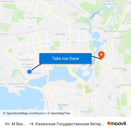 Ул. М.Вахитова-4 to Казанская Государственная Ветеринарная Академия map