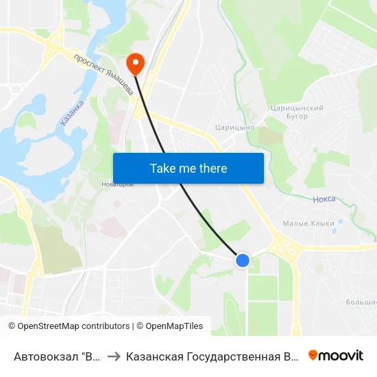 Автовокзал "Восточный"-1 to Казанская Государственная Ветеринарная Академия map