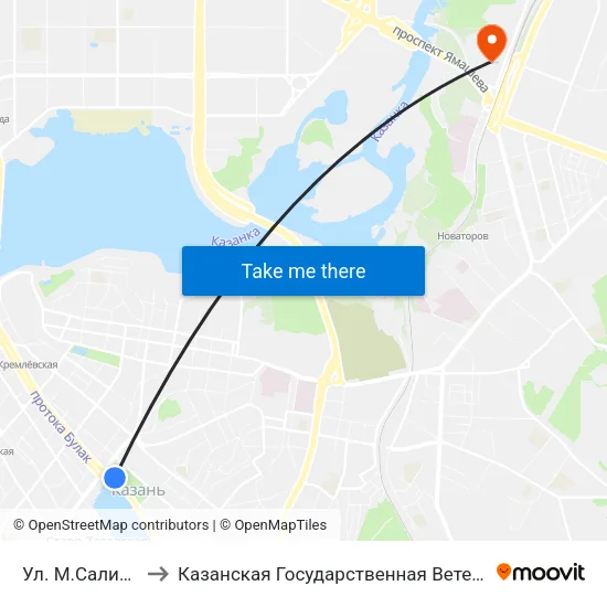 Ул. М.Салимжанова to Казанская Государственная Ветеринарная Академия map
